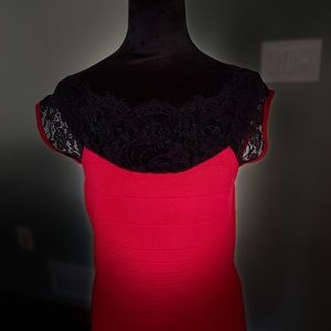 Sleeveless dress with black lace top. Size 4